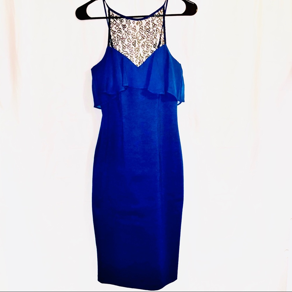 BCBGeneration Blue/Black Lace Evening Dress- 2